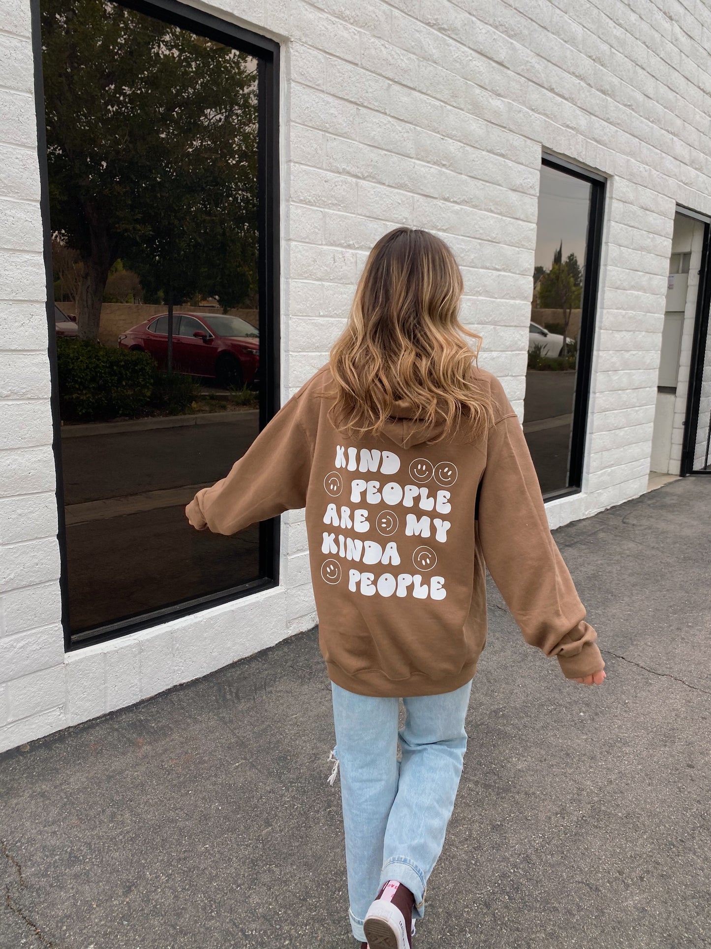 brown "KIND PEOPLE ARE MY KINDA PEOPLE" hoodie